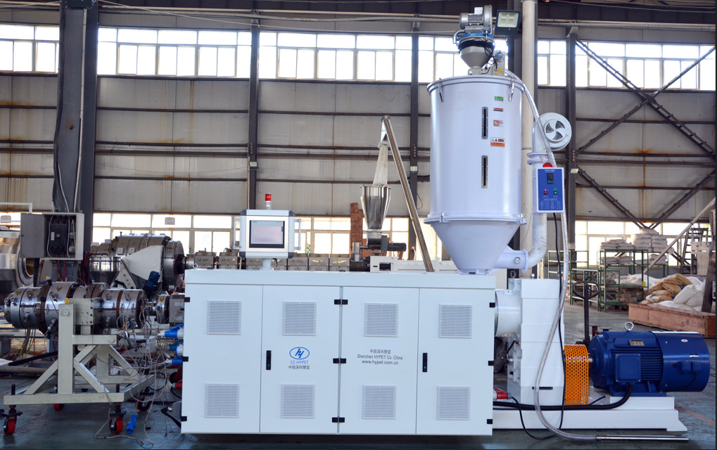 고효율 압축 튜브 파이프 프로필 라인 PPR PE PVC 압축 튜브 단일 나사 압축 HYSJ50/34 모터 22kw 65kg/h